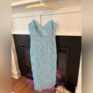 ML Monique Lhuillier blue lace midi dress size 6 NWT